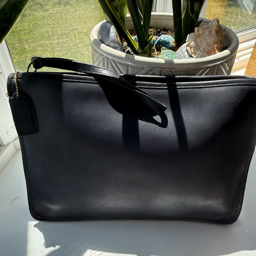 Coach Vintage 90’s Navy Leather Bag Legal Brief Document Case XL Clutch